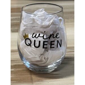 NIB Novelty Stemless Wine Glass "Wine Queen"